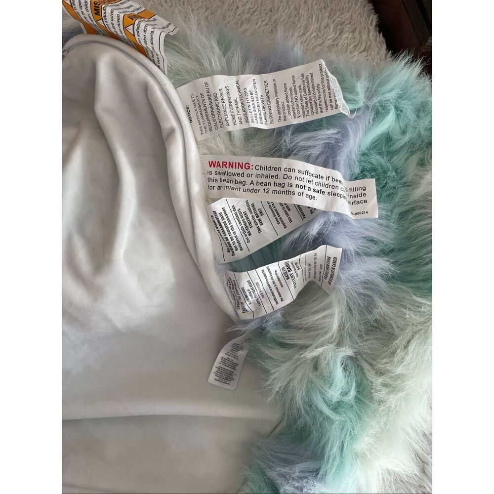 Pottery Barn Teen Large Unicorn Faux Fur Bean Bag Chair Slipcover Only - Picture 4 of 5